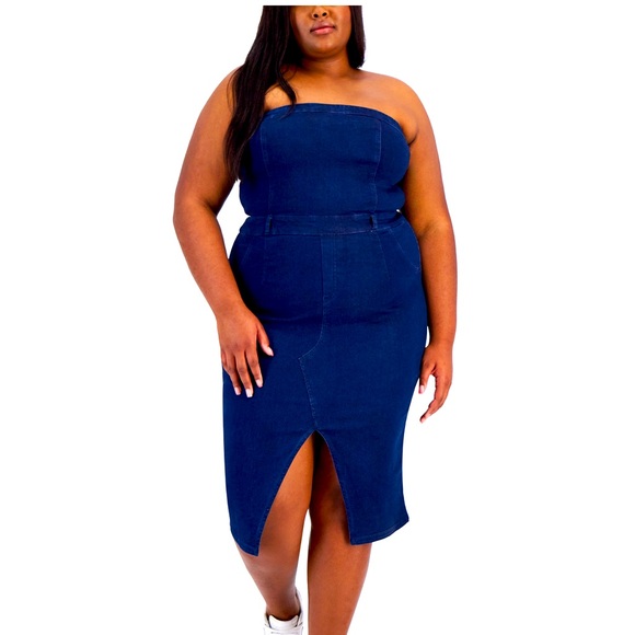 Trendy Plus Size Strapless Denim
Bodycon Dress- 2X🤩 - Picture 1 of 2